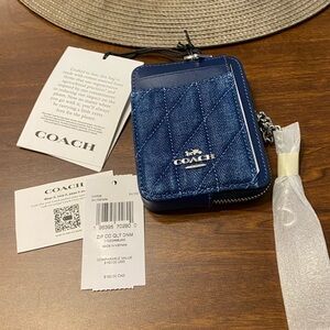 Coach Denim Blue Quilted Card Holder